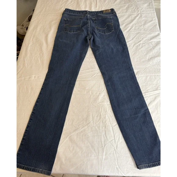 Levi Strauss Signature Mid Rise Straight Jeans Misses 12 Long Dark Wash 0163 - Picture 3 of 12
